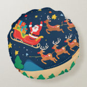 クリスマスサンタ来トナカイの町 ラウンドクッション (裏面)