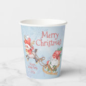 クリスマスサンタ格言ウィズトナカイパーソナライズされたア 紙コップ (裏面)