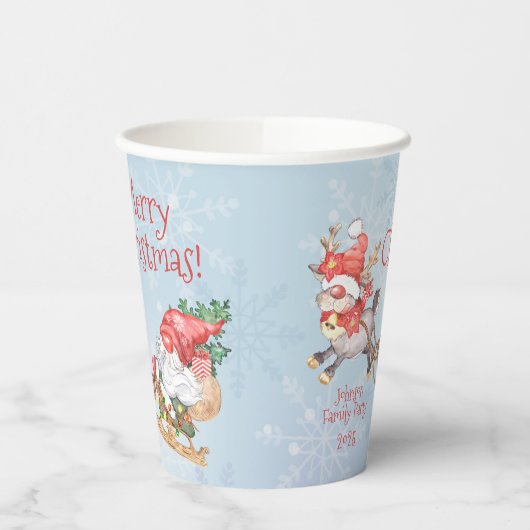 クリスマスサンタ格言ウィズトナカイパーソナライズされたア 紙コップ (左)