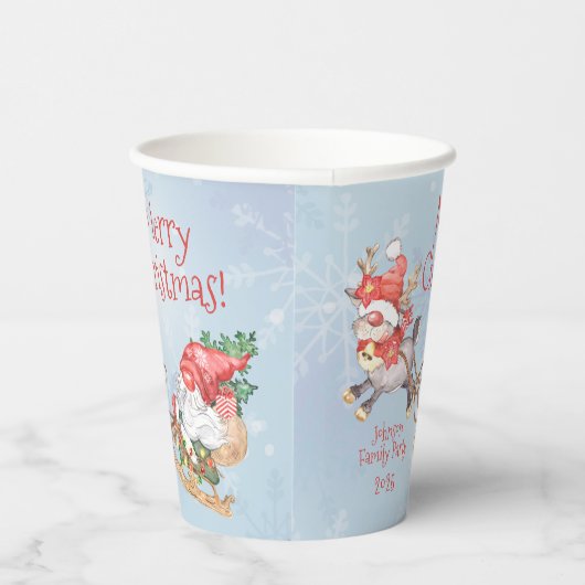 クリスマスサンタ格言ウィズトナカイパーソナライズされたア 紙コップ (右)