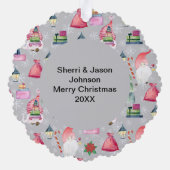 クリスマスサンタ格言シルバーカラー名日付紙 オーナメントカード (裏面)