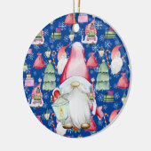 クリスマスサンタ格言&ブルーパターンホリデー引用文 セラミックオーナメント (左)