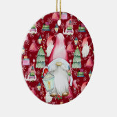 クリスマスサンタ格言&レッドパターン名&日付 セラミックオーナメント (右)