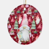 クリスマスサンタ格言&レッドパターン名&日付 セラミックオーナメント (左)