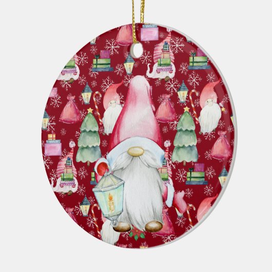 クリスマスサンタ格言&レッドパターン名&日付 セラミックオーナメント (左)