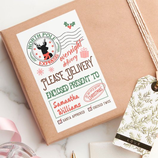 クリスマスサンタ特集品名付き 長方形シール