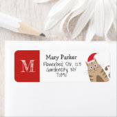 クリスマスサンタ猫のかわいいおもしろい漫画 ラベル (インサイチュ)