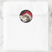 クリスマスサンタ猫シール ラウンドシール (バッグ)