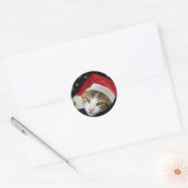 クリスマスサンタ猫シール ラウンドシール (封筒)