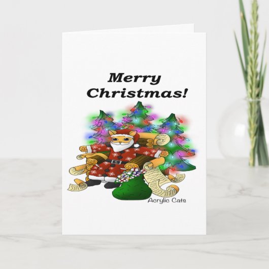 クリスマスサンタ猫 カード (正面)