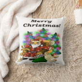 クリスマスサンタ猫 クッション (ブランケット)