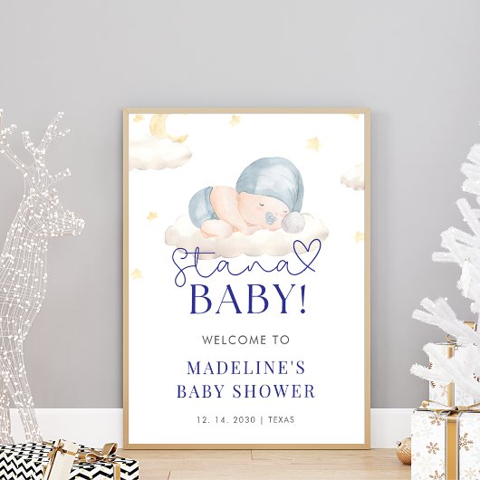 クリスマスサンタ男の赤ちゃんシャワーへようこそ フォトプリント           