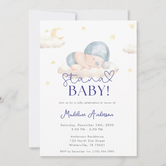 クリスマスサンタ男の赤ちゃんシャワー招待状 招待状