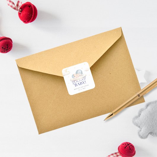 クリスマスサンタ男の赤ちゃんシャワー スクエアシール