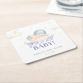 クリスマスサンタ男の赤ちゃんシャワー スクエアペーパーコースター (アングル)