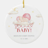 クリスマスサンタ男の赤ちゃんシャワー セラミックオーナメント (裏面)