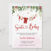 クリスマスサンタ男の赤ちゃん冬のベビーシャワー 招待状 (正面)