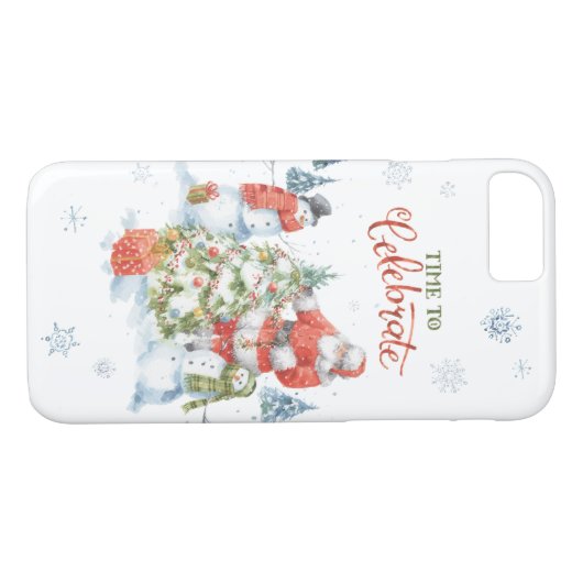 クリスマスサンタ祝雪だるま水彩 Case-Mate iPhoneケース (裏面(横))