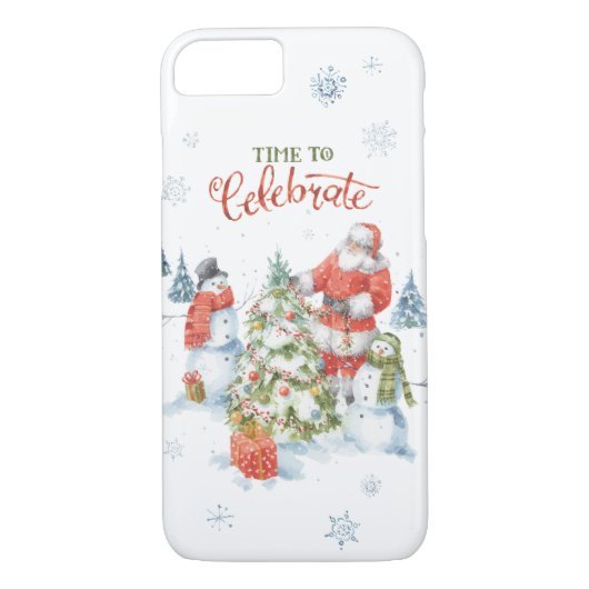 クリスマスサンタ祝雪だるま水彩 Case-Mate iPhoneケース (裏面)