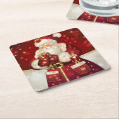 クリスマスサンタ紙コースター スクエアペーパーコースター (アングル)