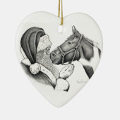 クリスマスサンタ絵を描とピントの馬 セラミックオーナメント (右)