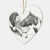 クリスマスサンタ絵を描とピントの馬 セラミックオーナメント (左)