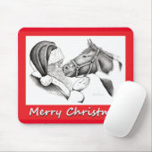 クリスマスサンタ絵を描とピントの馬 マウスパッド (マウス)
