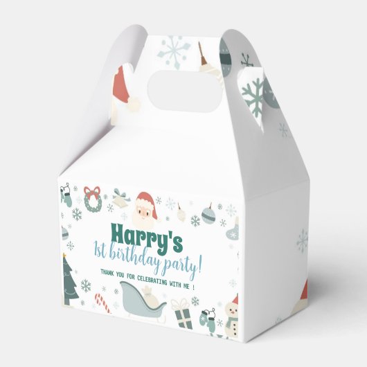 クリスマスサンタ誕生日パーティーのお願い箱 フェイバーボックス (正面サイド)