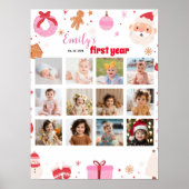 クリスマスサンタ誕生日フォトマイルストーンサイン ポスター (正面)
