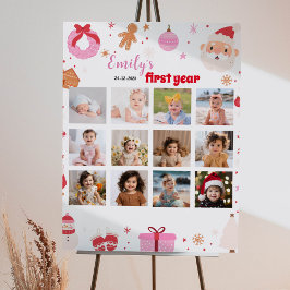 クリスマスサンタ誕生日フォトマイルストーンサイン ポスター
