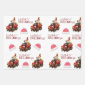 クリスマスサンタ賛美ホリデーズハッピーホリデー ラッピングペーパーシート (正面3)