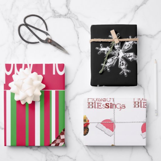 クリスマスサンタ賛美ホリデーズハッピーホリデー ラッピングペーパーシート (正面)