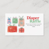 クリスマスサンタ赤ちゃんシャワーおむつラッフルカード エンクロージャーカード (正面)
