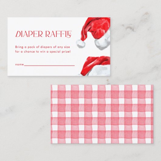 クリスマスサンタ赤ちゃんシャワーおむつラッフルカード 名刺 (正面/裏面)