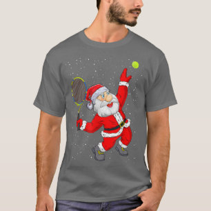 クリスマスサンタ遊クラウスのテニスおもしろいテニス Tシャツ