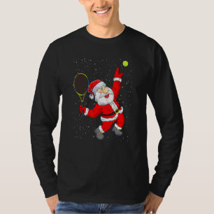 クリスマスサンタ遊クラウスのテニスおもしろいテニス Tシャツ