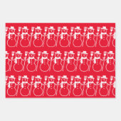 クリスマスサンタ雪だるまギフトラップフラットシートセット3 ラッピングペーパーシート (正面2)