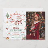 クリスマスサンタ雪だるまホリデイ5th誕生日 招待状 (正面)