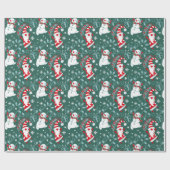 クリスマスサンタ雪だるまラッピング紙 ラッピングペーパー (フラット)