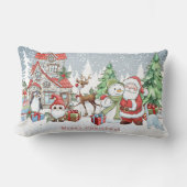クリスマスサンタ雪だるまルドルフカード ランバークッション (正面)
