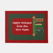 クリスマスサンタ顔ホリディパーソナライズされた ドアマット (正面)