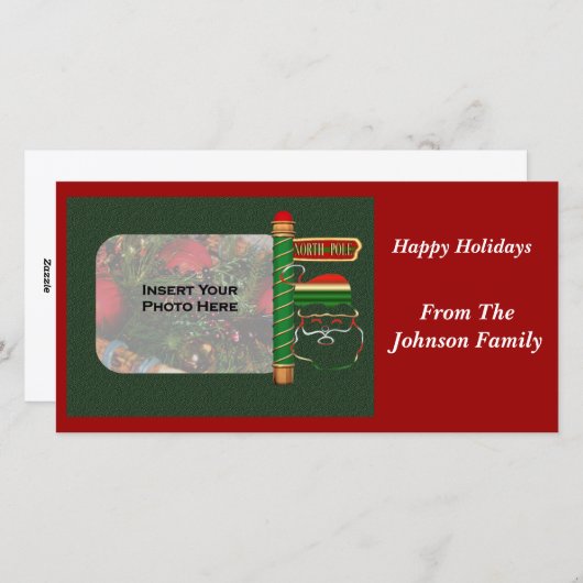 クリスマスサンタ顔ホリデーフォトカード シーズンカード (正面/裏面)