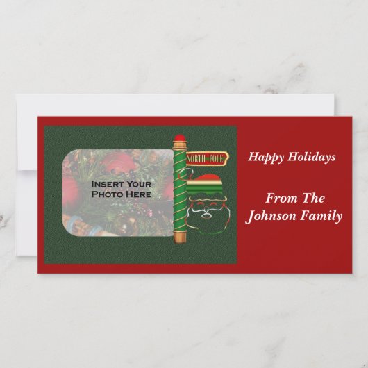 クリスマスサンタ顔ホリデーフォトカード シーズンカード (正面)