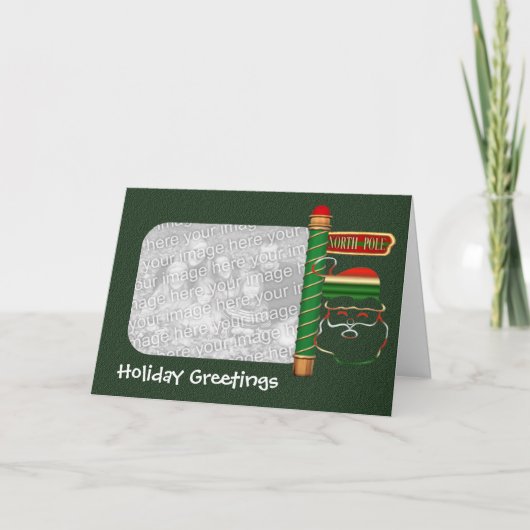 クリスマスサンタ顔ホリデーフォトカード シーズンカード (正面)