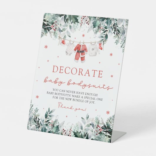 クリスマスサンタ飾ベビーベビーボディースイートゲーム 台座サイン (正面)