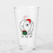 クリスマスサンタ・アメリカンのエスキモー犬HO HO HO CUTE タンブラーグラス (裏面)