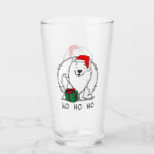クリスマスサンタ・アメリカンのエスキモー犬HO HO HO CUTE タンブラーグラス (正面)