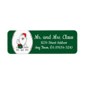 クリスマスサンタ・アメリカンのエスキモー犬HO HO HO CUTE ラベル (正面)