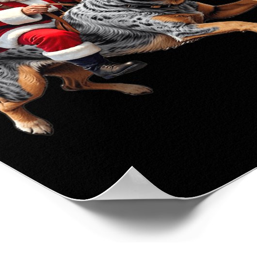 クリスマスサンタ・オーストラリア・キャトルドッグ・クリスマス ポスター (角)