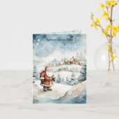 クリスマスサンタ カード (黄色い花)